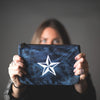 MACKENZIE83 NAUTICAL STAR DISTRESSED BLEECHED DENIM CLUTCH
