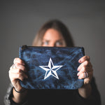 MACKENZIE83 NAUTICAL STAR DISTRESSED BLEECHED DENIM CLUTCH