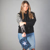MACKENZIE83 NAUTICAL STAR DISTRESSED BLEECHED DENIM CLUTCH
