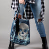MACKENZIE83 SKULL WASHED DENIM DISTRESSED HOBO HANDBAG