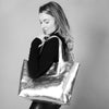 MACKENZIE83 CMACK TOTE SILVER METALLIC AMERICAN LEATHER