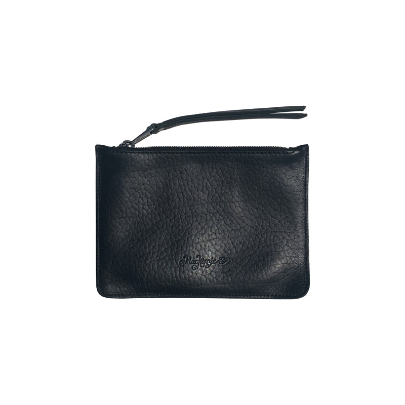 MACKENZIE83 CMACK TOTE HORWEEN VEGETABLE TANNED LEATHER BLACK GRAVEL REMOVABLE ZIP POUCH