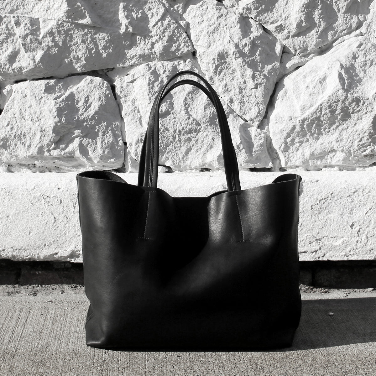 MACKENZIE83 CMACK TOTE HORWEEN VEGETABLE TANNED LEATHER BLACK SMOOTH