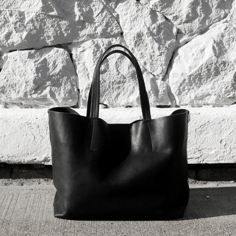 MACKENZIE83 CMACK TOTE HORWEEN VEGETABLE TANNED LEATHER BLACK SMOOTH