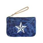 MACKENZIE83 NAUTICAL STAR DISTRESSED BLEECHED DENIM CLUTCH