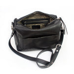 MACKENZIE83 CONVERTIBLE MESSENGER HANDBAG BLACK VEGETABLE TANNED AMERICAN HORWEEN LEATHER TOP VIEW