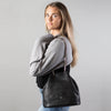 MACKENZIE83 EMACK BUCKET CONVERTIBLE HANDBAG BLACK LUX AMERICAN BUFFALO LEATHER