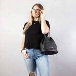 MACKENZIE83 EMACK BUCKET CONVERTIBLE HANDBAG BLACK LUX AMERICAN BUFFALO LEATHER