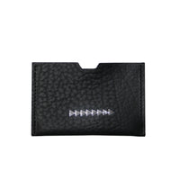MACKENZIE83 83 LOGO CARD WALLET BLACK VEGETABLE TANNED LEATHER