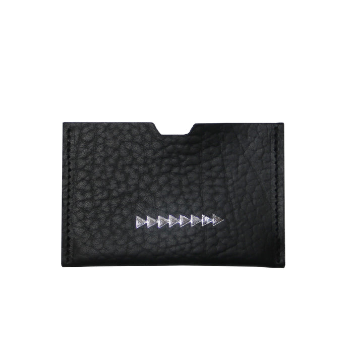 MACKENZIE83 83 LOGO CARD WALLET BLACK VEGETABLE TANNED LEATHER