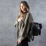 MACKENZIE83 KMACK CONVERTIBLE HOBO BACKPACK BLACK SMOOTH HORWEEN VEGETABLE TANNED LEATHER