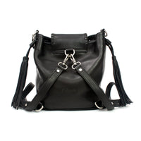 MACKENZIE83 KMACK CONVERTIBLE HOBO BACKPACK BLACK SMOOTH HORWEEN VEGETABLE TANNED LEATHER BACK VIEW