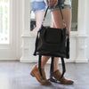 MACKENZIE83 KMACK CONVERTIBLE HOBO BACKPACK BLACK SMOOTH HORWEEN VEGETABLE TANNED LEATHER