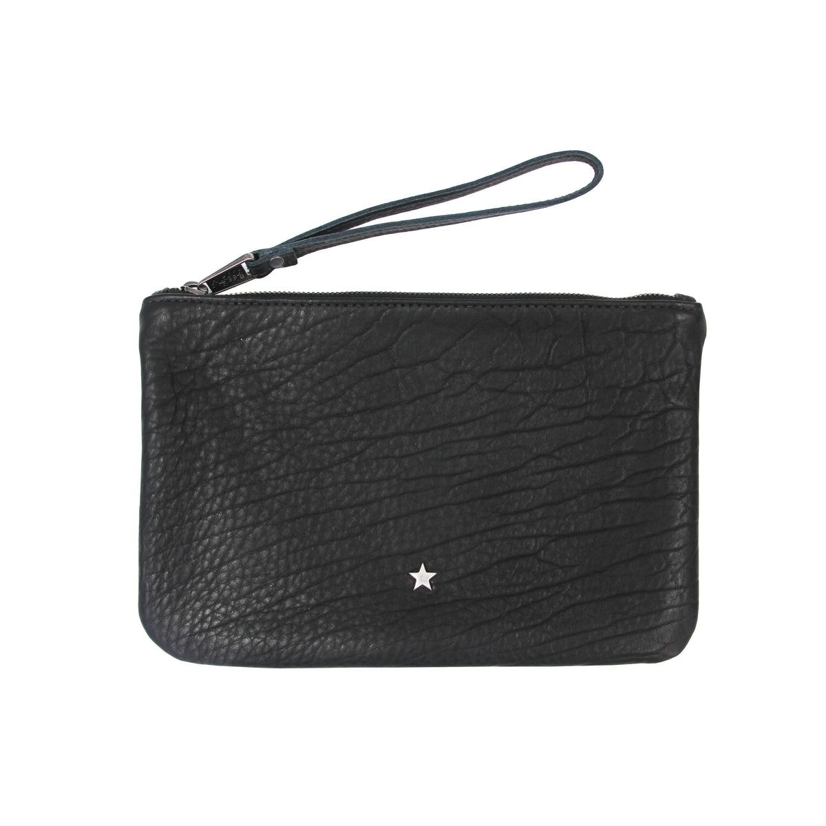 MACKENZIE83 PMACK CLUTCH HANDBAG BLACK AMERICAN BUFFALO LEATHER