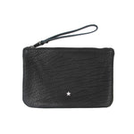 MACKENZIE83 PMACK CLUTCH HANDBAG BLACK AMERICAN BUFFALO LEATHER