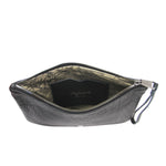 MACKENZIE83 PMACK CLUTCH HANDBAG BLACK AMERICAN BUFFALO LEATHER INSIDE VIEW