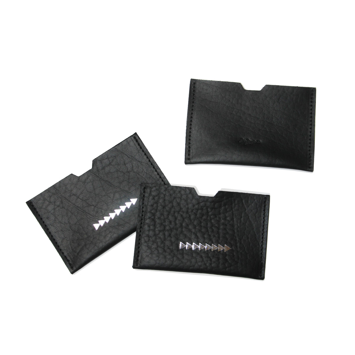 MACKENZIE83 83 LOGO CARD WALLET BLACK VEGETABLE TANNED LEATHER